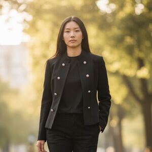 Tahari - EC - Navy Double-Breasted Blazer